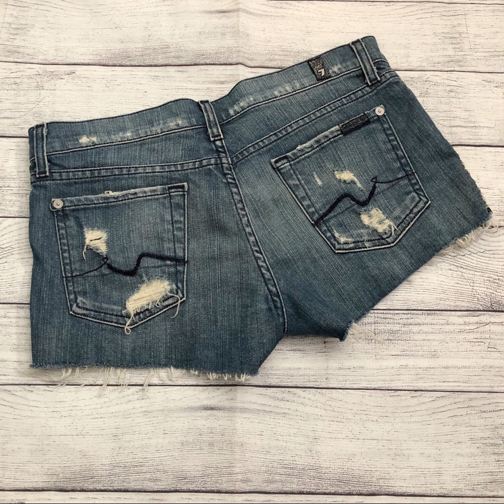 7 for All Mankind weathered/studded shorts